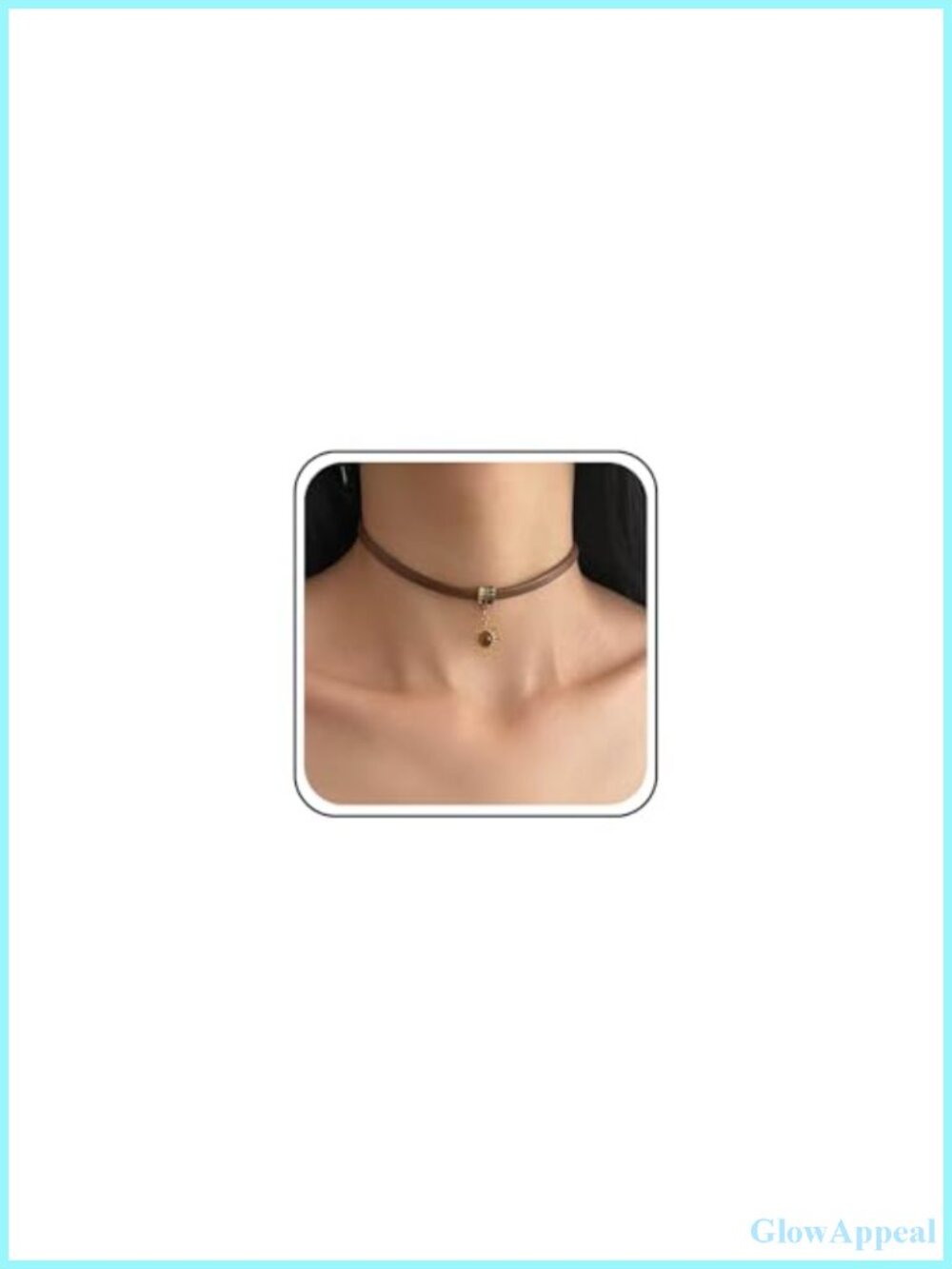 Vegan Leather Choker Necklace Sunflower Pendant